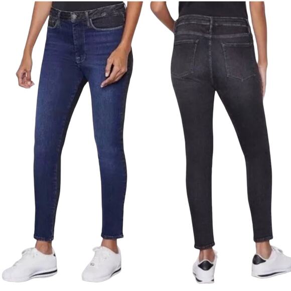 Frame Womens jeans Le One Skinny two tone dark and black wash Size 2 - Picture 2 of 7